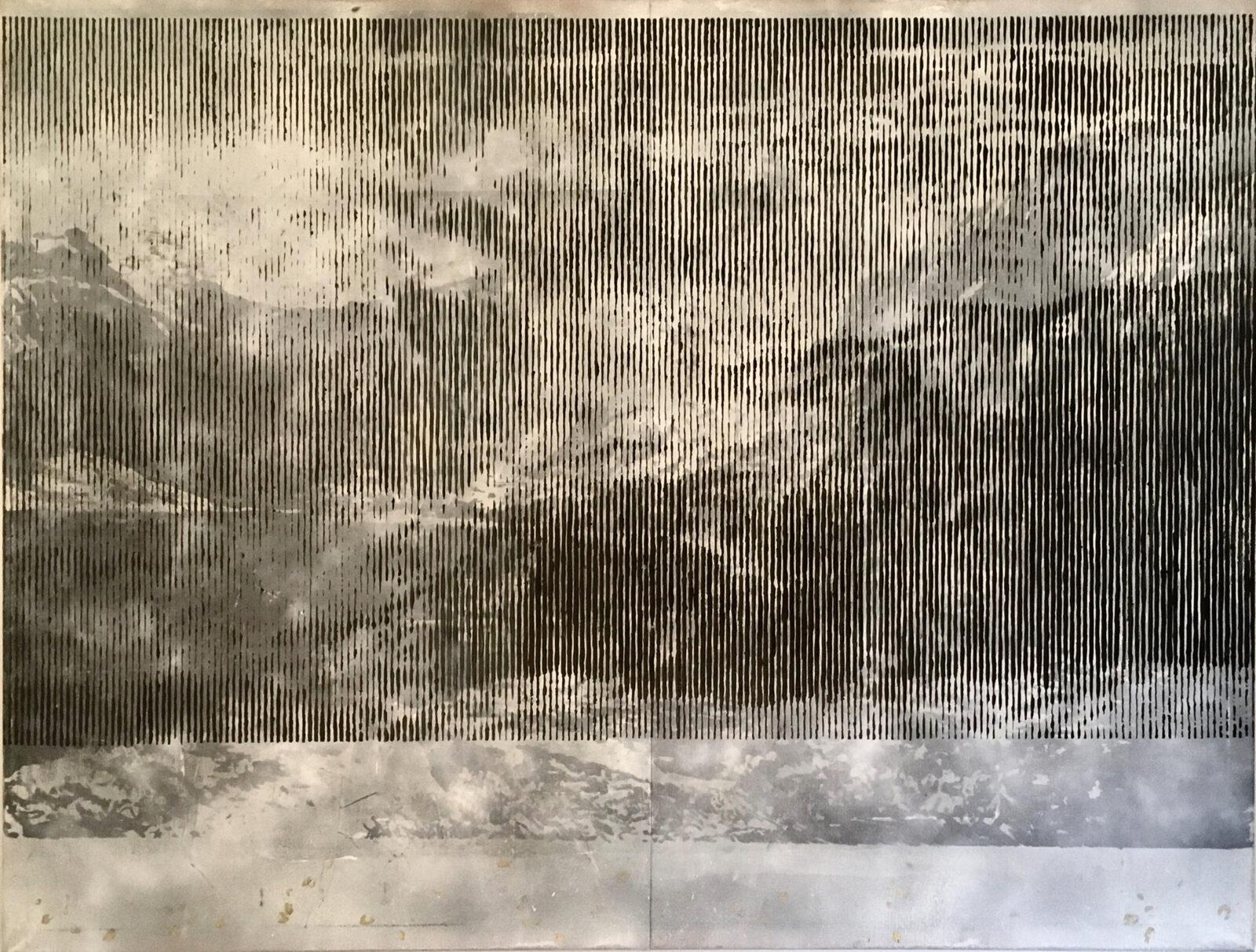 Patrick Ceyssens, A memory mourns what it has not seen #4, olie op doek, potlood, 200 x 150 cm