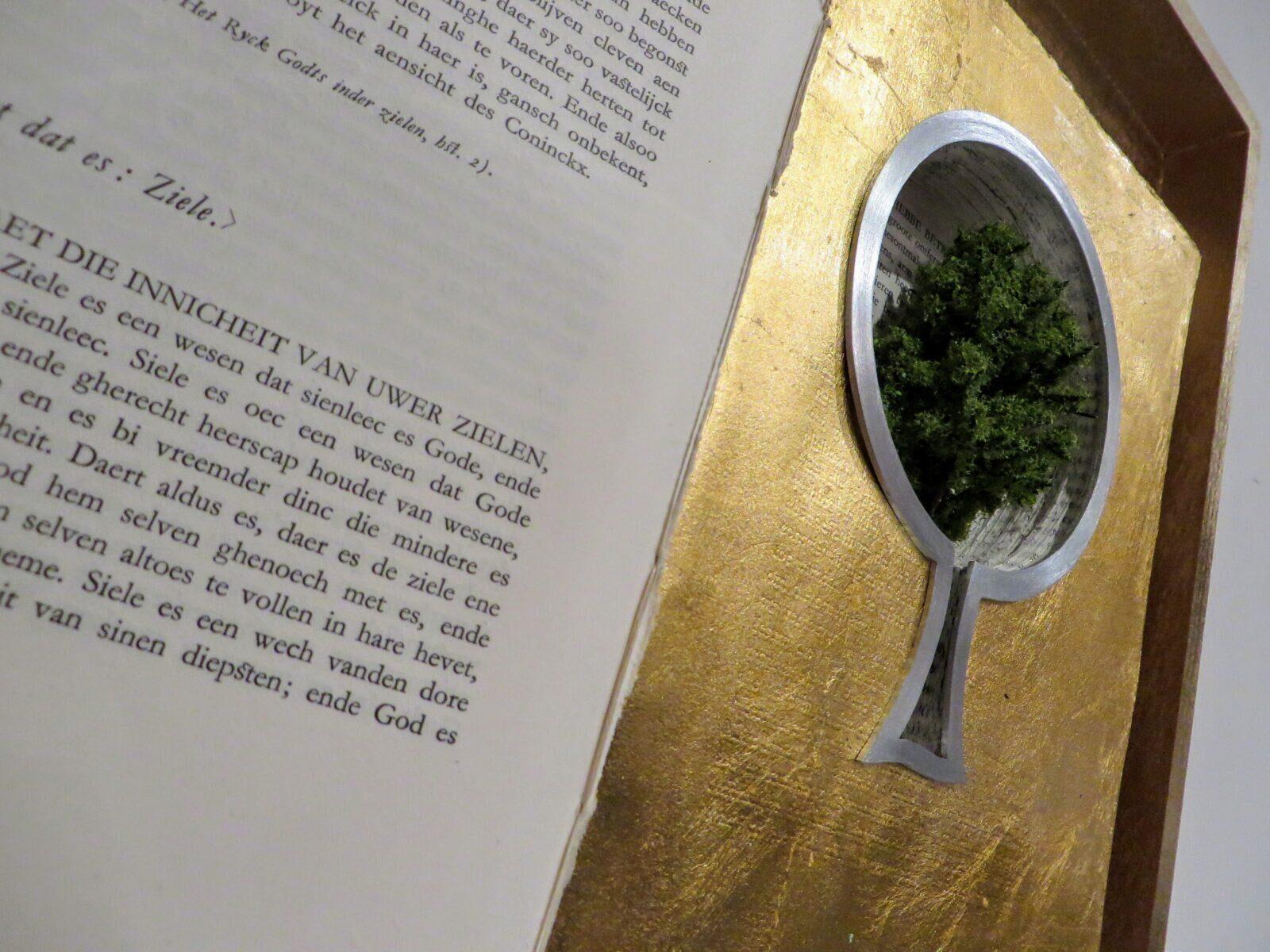 Peter Deleu, Van boek tot boom, Boek, bladmetaal, aluminium, 2014