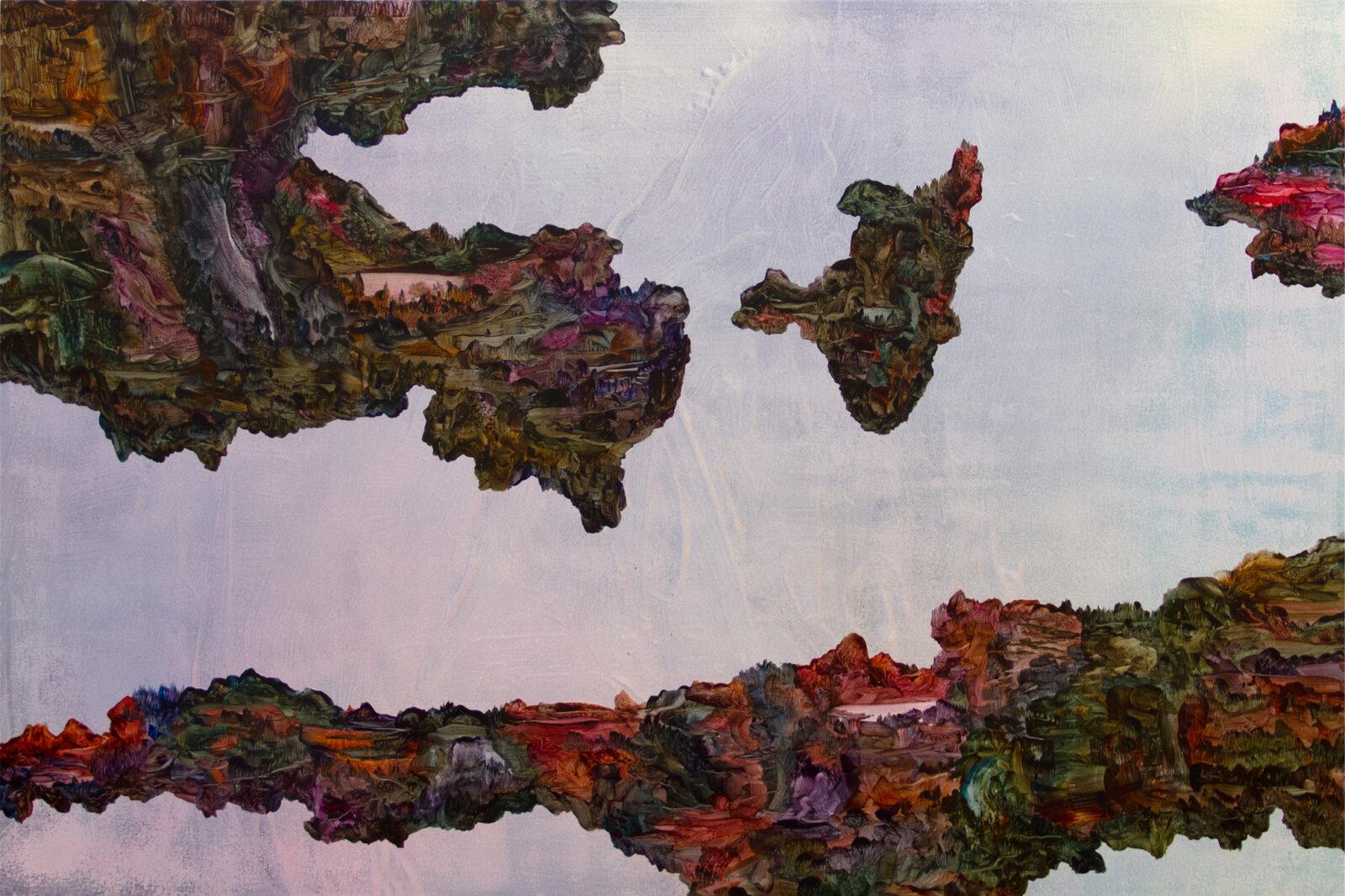 Stefan Peters, Floating Islands, Acryl op houten paneel, 2019, 120 x 80cm