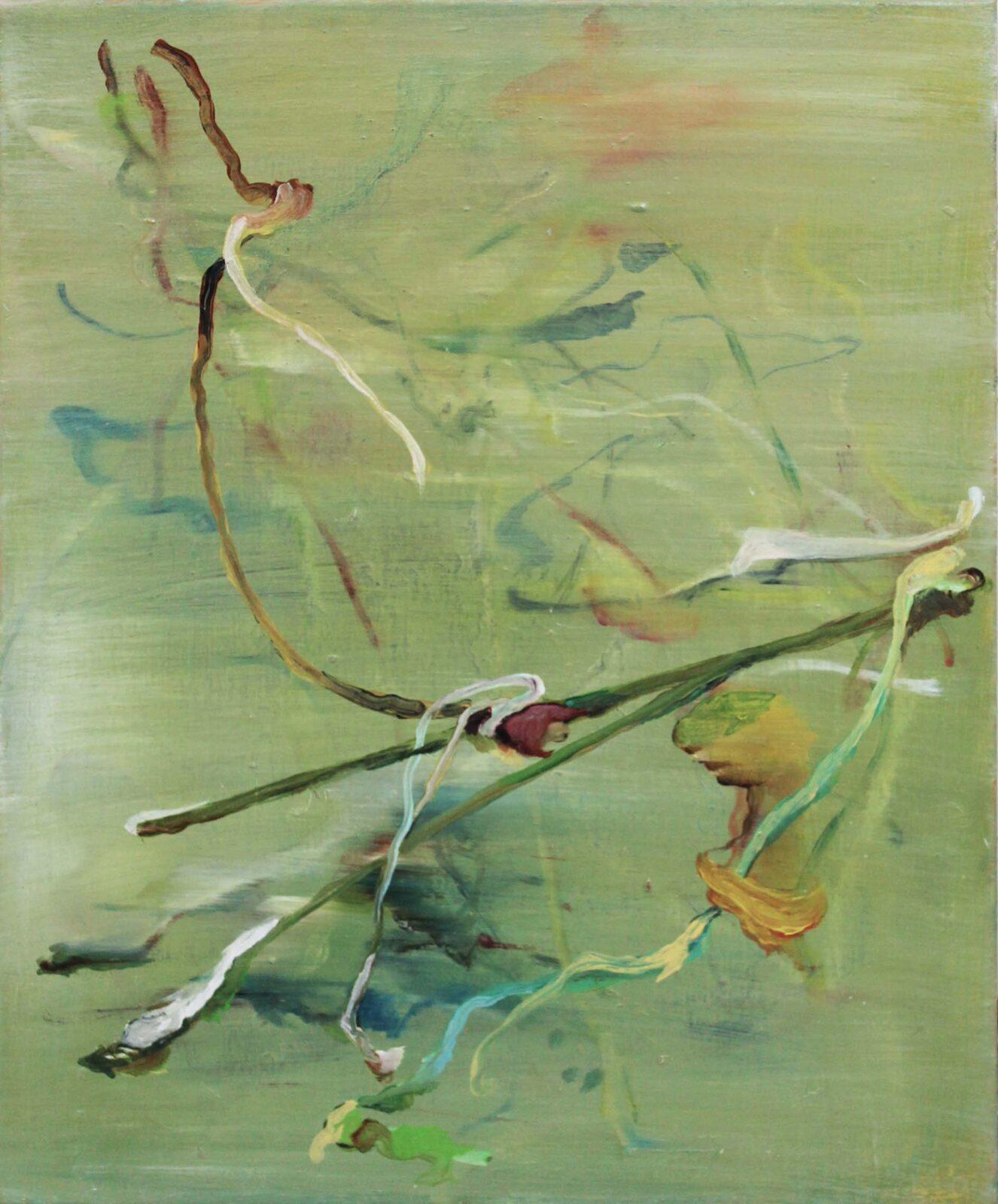 Stéphanie Leblon, Green story 2, Olie op doek, 40x50cm