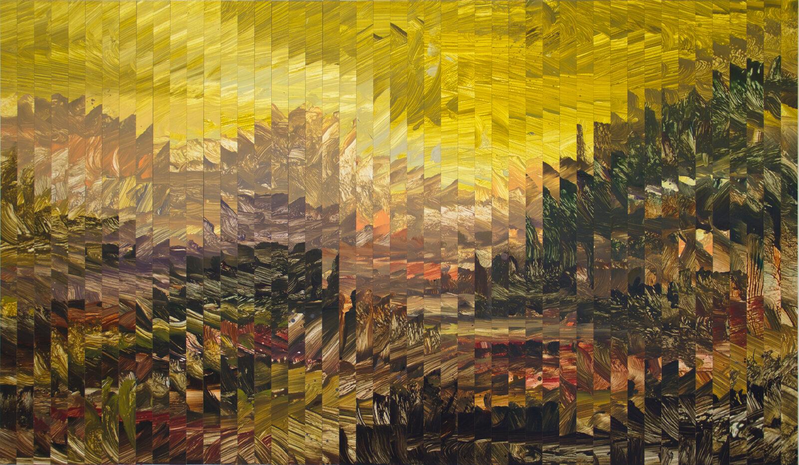 Stefan Peters, Sliced, Acryl op houten paneel, 2020, 194-113cm