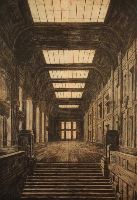 Peter De Koninck, Grande spazio luce, 2 ex, kleurets gedrukt op Zerkall 450 grs, 2018, 210 x 150 cm