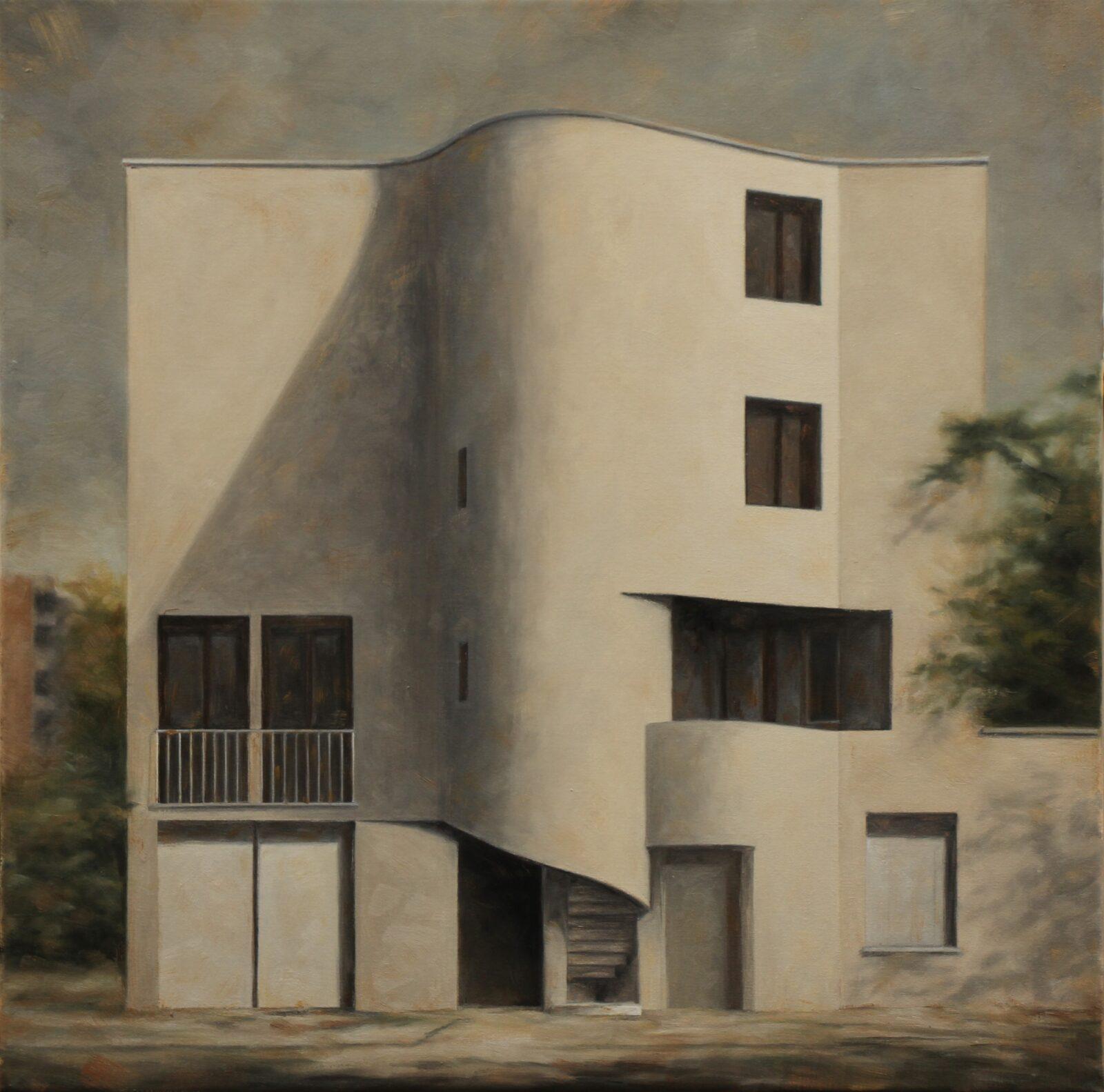 Peter De Koninck, Social housing #2, Olie op doek. 2020, 60x60 cm
