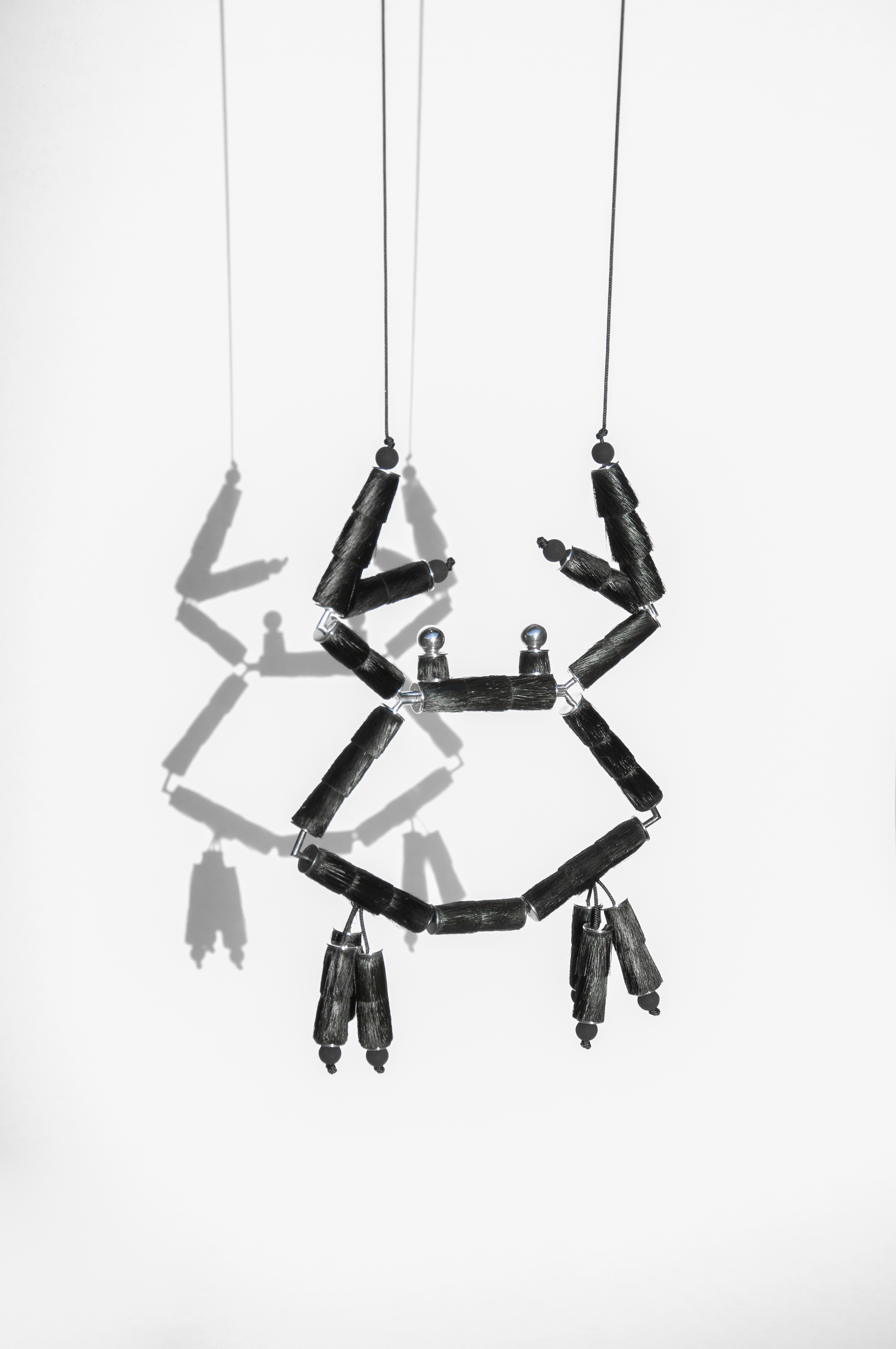 Lore Langendries, Life is a puppet show (krab), furry beads, 2022